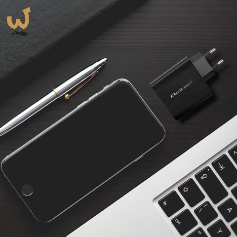 QOLTEC ŁADOWARKA SUPER QUICK PD | 1XUSB-C | 1XUSB | 90W | 5-20V | 2.4-4.35A | CZARNA QOLTEC ŁADOWARKA SUPER QUICK PD | 1XUSB-C | 1XUSB | 90W | 5-20V | 2.4-4.35A | CZARNA