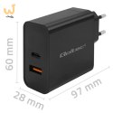 QOLTEC ŁADOWARKA SUPER QUICK PD | 1XUSB-C | 1XUSB | 90W | 5-20V | 2.4-4.35A | CZARNA
