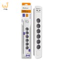 QOLTEC LISTWA ZASILAJĄCA ANTYPRZEPIĘCIOWA | 6 GNIAZD | 2 X USB | 1.8M | BIAŁO-SZARA