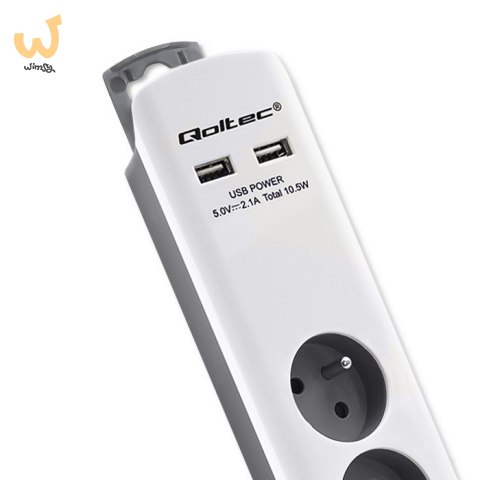 QOLTEC LISTWA ZASILAJĄCA ANTYPRZEPIĘCIOWA | 6 GNIAZD | 2 X USB | 1.8M | BIAŁO-SZARA QOLTEC LISTWA ZASILAJĄCA ANTYPRZEPIĘCIOWA | 6 GNIAZD | 2 X USB | 1.8M | BIAŁO-SZARA