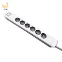 QOLTEC LISTWA ZASILAJĄCA ANTYPRZEPIĘCIOWA | 6 GNIAZD | 2 X USB | 1.8M | BIAŁO-SZARA