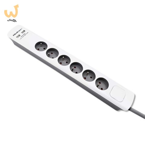 QOLTEC LISTWA ZASILAJĄCA ANTYPRZEPIĘCIOWA | 6 GNIAZD | 2 X USB | 1.8M | BIAŁO-SZARA QOLTEC LISTWA ZASILAJĄCA ANTYPRZEPIĘCIOWA | 6 GNIAZD | 2 X USB | 1.8M | BIAŁO-SZARA