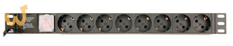 GEMBIRD LISTWA ZASILAJĄCA RACK 19" PDU EG-PDU-014-C14 1U, 10A, 8X SCHUKO, WTYK C14, KABEL 3M GEMBIRD LISTWA ZASILAJĄCA RACK 19" PDU EG-PDU-014-C14 1U, 10A, 8X SCHUKO, WTYK C14, KABEL 3M