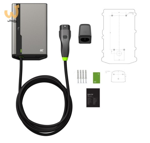 Green Cell GC HabuDen Wallbox 22 kW (7,5 m kabel): Green Cell GC HabuDen Wallbox 22 kW (7,5 m kabel):
