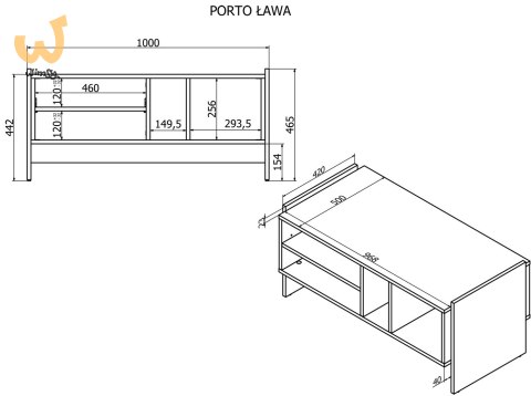 Ława/stolik PORTO 100x50x46 dąb/czarny Ława/stolik PORTO 100x50x46 dąb/czarny
