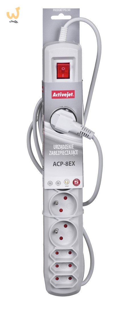 Listwa przeciwprzepięciowa Activejet ACP-8EX APN-8g/1,5m-GR (3 x Typ C, 5 x UTE; 10 A; 1,5m; kolor szary) Listwa przeciwprzepięciowa Activejet ACP-8EX APN-8g/1,5m-GR (3 x Typ C, 5 x UTE; 10 A; 1,5m; kolor szary)