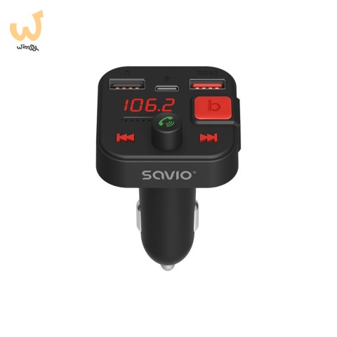 SAVIO TR-15 TRANSMITER FM Z WYŚWIETLACZEM, BLUETOOTH I ŁADOWARKĄ PD USB-C USB-A QUICK CHARGE, BASS BOOST SAVIO TR-15 TRANSMITER FM Z WYŚWIETLACZEM, BLUETOOTH I ŁADOWARKĄ PD USB-C USB-A QUICK CHARGE, BASS BOOST