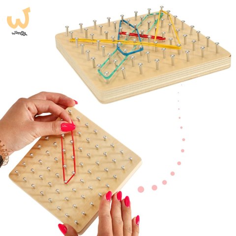 Geoboard geoplan drewniana układanka tworzenie kształtów z gumek Geoboard geoplan drewniana układanka tworzenie kształtów z gumek