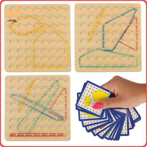 Geoboard geoplan drewniana układanka tworzenie kształtów z gumek Geoboard geoplan drewniana układanka tworzenie kształtów z gumek