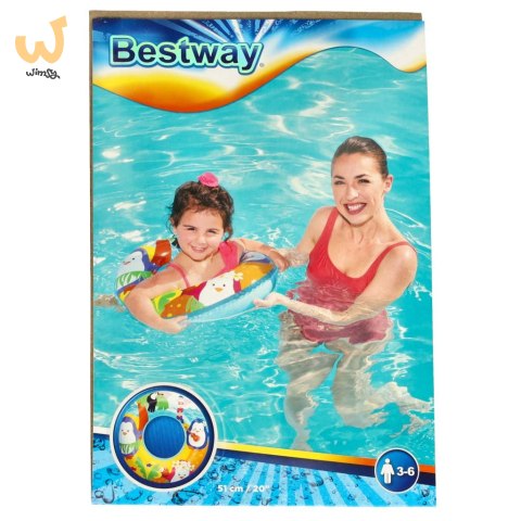 Kółko do pływania dmuchane BESTWAY 36113 pingwiny 51cm Kółko do pływania dmuchane BESTWAY 36113 pingwiny 51cm
