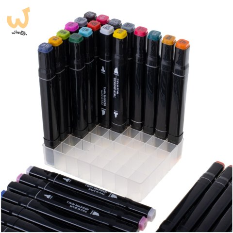 Markery dwustronne mazaki alkoholowe w etui 48 + podstawka Markery dwustronne mazaki alkoholowe w etui 48 + podstawka