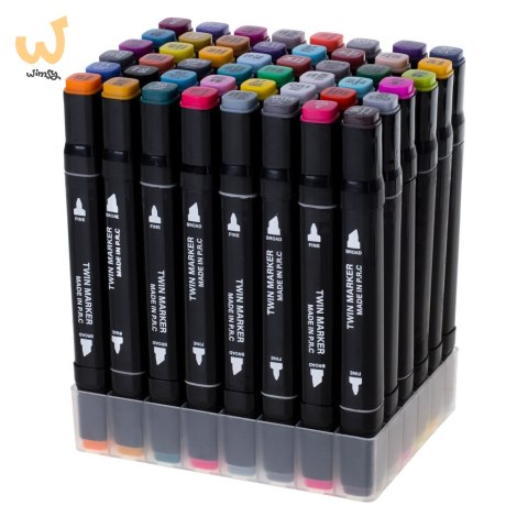 Markery dwustronne mazaki alkoholowe w etui 48 + podstawka Markery dwustronne mazaki alkoholowe w etui 48 + podstawka
