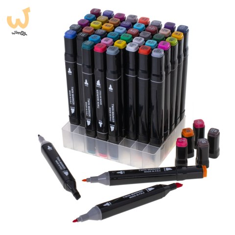 Markery dwustronne mazaki alkoholowe w etui 48 + podstawka Markery dwustronne mazaki alkoholowe w etui 48 + podstawka