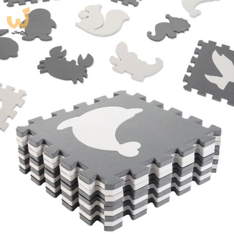 Mata edukacyjna dla dzieci piankowa puzzle szara 85 x 85 cm 9 elementów Mata edukacyjna dla dzieci piankowa puzzle szara 85 x 85 cm 9 elementów
