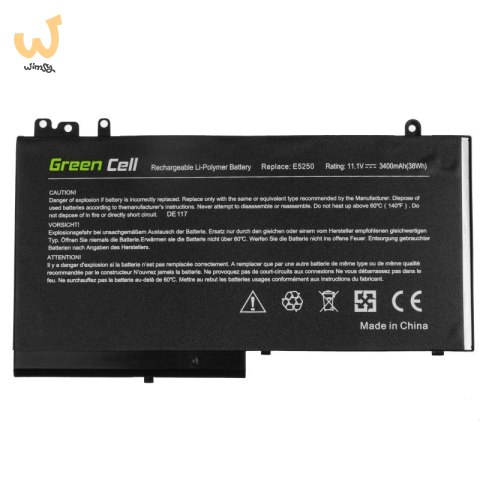 GREEN CELL BATERIA DE117 RYXXH DO DELL LATITUDE 12 5250 E5250 14 E5450 15 E5550 11 3150 3160 2900MAH 10.8V/11.1V GREEN CELL BATERIA DE117 RYXXH DO DELL LATITUDE 12 5250 E5250 14 E5450 15 E5550 11 3150 3160 2900MAH 10.8V/11.1V