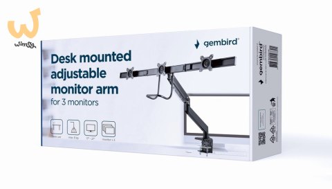 GEMBIRD BIURKOWE REGULOWANE RAMIĘ/UCHWYT NA 3 MONITORY 17-27, VESA 100X100MM, DO 6 KG GEMBIRD BIURKOWE REGULOWANE RAMIĘ/UCHWYT NA 3 MONITORY 17-27, VESA 100X100MM, DO 6 KG