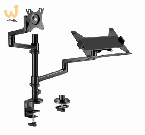 GEMBIRD BIURKOWE REGULOWANE RAMIĘ/UCHWYT NA MONITOR + PODSTAWKA NA NOTEBOOKA 17-32, VESA 100X100MM, DO 8 KG GEMBIRD BIURKOWE REGULOWANE RAMIĘ/UCHWYT NA MONITOR + PODSTAWKA NA NOTEBOOKA 17-32, VESA 100X100MM, DO 8 KG