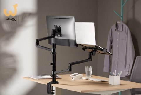 GEMBIRD BIURKOWE REGULOWANE RAMIĘ/UCHWYT NA MONITOR + PODSTAWKA NA NOTEBOOKA 17-32, VESA 100X100MM, DO 8 KG GEMBIRD BIURKOWE REGULOWANE RAMIĘ/UCHWYT NA MONITOR + PODSTAWKA NA NOTEBOOKA 17-32, VESA 100X100MM, DO 8 KG