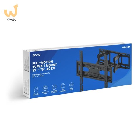 SAVIO UCHWYT TV 32" - 70" Z REGULACJĄ W PIONIE I P SAVIO UCHWYT TV 32" - 70" Z REGULACJĄ W PIONIE I P