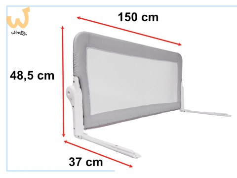 Barierka osłona ochronna do łóżka otwierana 150cm szara Barierka osłona ochronna do łóżka otwierana 150cm szara
