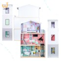 Domek dla lalek drewniany mebelki pastelowy 117cm