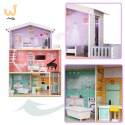 Domek dla lalek drewniany mebelki pastelowy 117cm