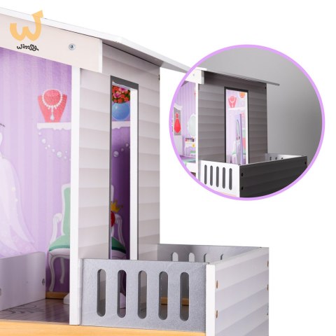 Domek dla lalek drewniany mebelki pastelowy 117cm Domek dla lalek drewniany mebelki pastelowy 117cm