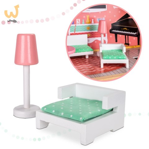 Domek dla lalek drewniany mebelki pastelowy 117cm Domek dla lalek drewniany mebelki pastelowy 117cm