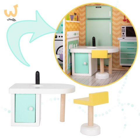Domek dla lalek drewniany mebelki pastelowy 117cm Domek dla lalek drewniany mebelki pastelowy 117cm