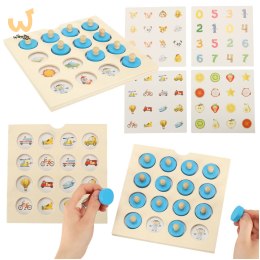Gra planszowa memory montessori zestaw puzzle drewniane 4 karty