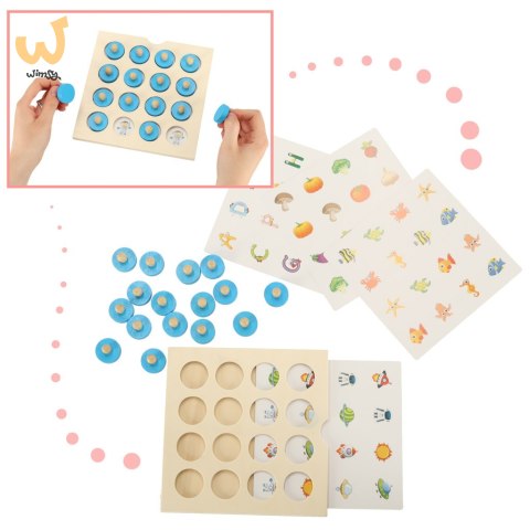Gra planszowa memory montessori zestaw puzzle drewniane 4 karty Gra planszowa memory montessori zestaw puzzle drewniane 4 karty