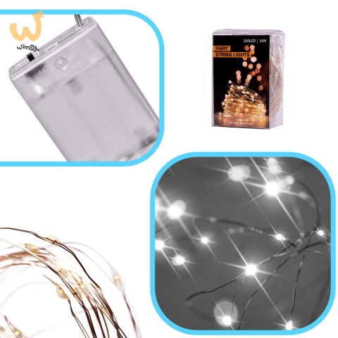 Lampki LED druciki dekoracyjne świąteczne choinkowe 10m 100LED zimny biały Lampki LED druciki dekoracyjne świąteczne choinkowe 10m 100LED zimny biały