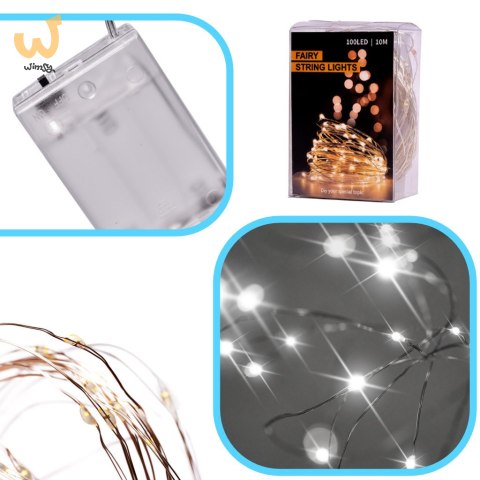 Lampki LED druciki dekoracyjne świąteczne choinkowe 5m 50LED zimny biały Lampki LED druciki dekoracyjne świąteczne choinkowe 5m 50LED zimny biały