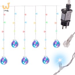 Lampki LED kurtyna kule wiszące świąteczne choinkowe 3m 108LED multikolor ze złączem 8 trybów świecenia