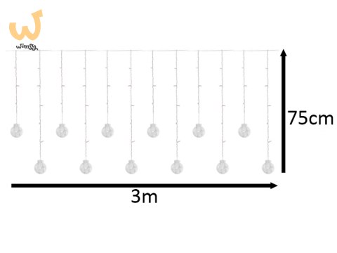 Lampki LED kurtyna kule wiszące świąteczne choinkowe 3m 108LED multikolor ze złączem 8 trybów świecenia Lampki LED kurtyna kule wiszące świąteczne choinkowe 3m 108LED multikolor ze złączem 8 trybów świecenia