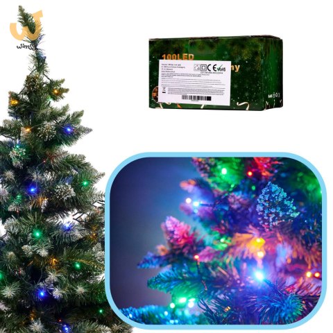 Lampki LED łańcuch świetlny świąteczne choinkowe 10m 100LED multikolor 8 trybów świecenia Lampki LED łańcuch świetlny świąteczne choinkowe 10m 100LED multikolor 8 trybów świecenia