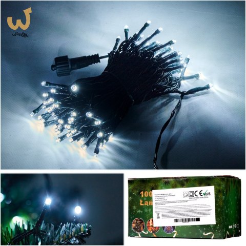 Lampki LED łańcuch świetlny świąteczne choinkowe 10m 100LED zimny biały 8 trybów świecenia Lampki LED łańcuch świetlny świąteczne choinkowe 10m 100LED zimny biały 8 trybów świecenia