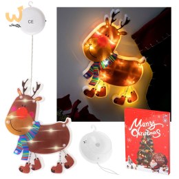 Lampki LED wisząca ozdoba dekoracja okna świąteczna przyssawka renifer