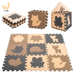 Mata edukacyjna piankowa puzzle beż 85 x 85 cm 9 elementów