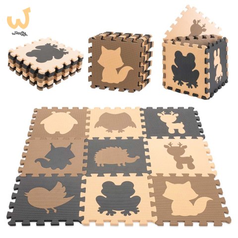 Mata edukacyjna piankowa puzzle beż 85 x 85 cm 9 elementów