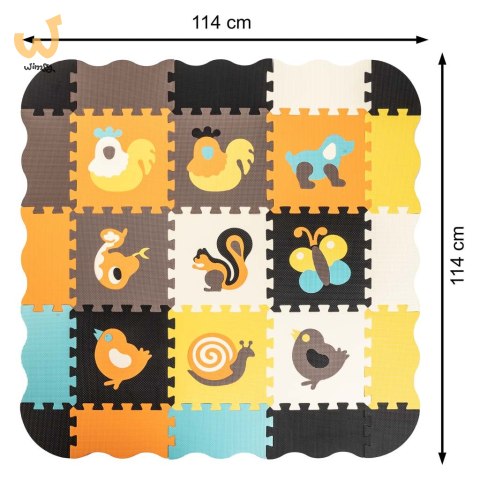 Mata edukacyjna piankowa puzzle zwierzątka kolorowa 114 x 114 cm 25 elementów Mata edukacyjna piankowa puzzle zwierzątka kolorowa 114 x 114 cm 25 elementów