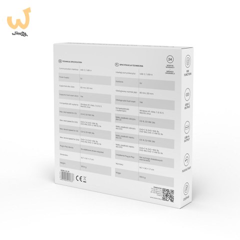 SAVIO NAGRYWARKA ZEWNĘTRZNA TYPU SLIM CD/DVD R/RW - USB C/USB-A, AK-59 SAVIO NAGRYWARKA ZEWNĘTRZNA TYPU SLIM CD/DVD R/RW - USB C/USB-A, AK-59