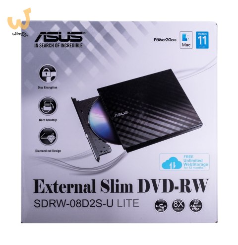 DVD-REC ASUS SDRW-08D2S-U LITE USB SLIM CZARNY BOX DVD-REC ASUS SDRW-08D2S-U LITE USB SLIM CZARNY BOX
