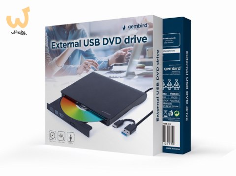 GEMBIRD ZEWNĘTRZNA NAGRYWARKA DVD 8X, CD 24X USB 3.1 SLIM CZARNA GEMBIRD ZEWNĘTRZNA NAGRYWARKA DVD 8X, CD 24X USB 3.1 SLIM CZARNA