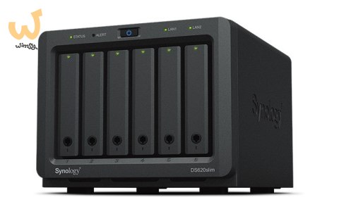 NAS Synology DS620slim; Tower; 6x (2.5" SATA HDD); Intel Celeron J3355; 2GB DDR3L (max. 6GB), 2x 1GbE RJ-45