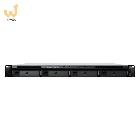 NAS Synology RS822RP+; 1U RACK; 4x (3.5" SATA HDD/2.5" SATA SSD); AMD Ryzen V1500B; 2 GB DDR4 ECC SODIMM (max. 32GB), 4x 1GbE RJ