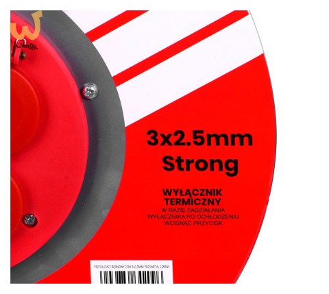 Przedłużacz elektryczny bębnowy 25M VERTEX 3x2,5mm PB25METAL czarny Przedłużacz elektryczny bębnowy 25M VERTEX 3x2,5mm PB25METAL czarny