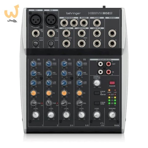 Behringer 802S - 8-kanałowy kompaktowy mikser analogowy z interfejsem USB zaprojektowany specjalnie do obsługi podcastów, stream Behringer 802S - 8-kanałowy kompaktowy mikser analogowy z interfejsem USB zaprojektowany specjalnie do obsługi podcastów, stream