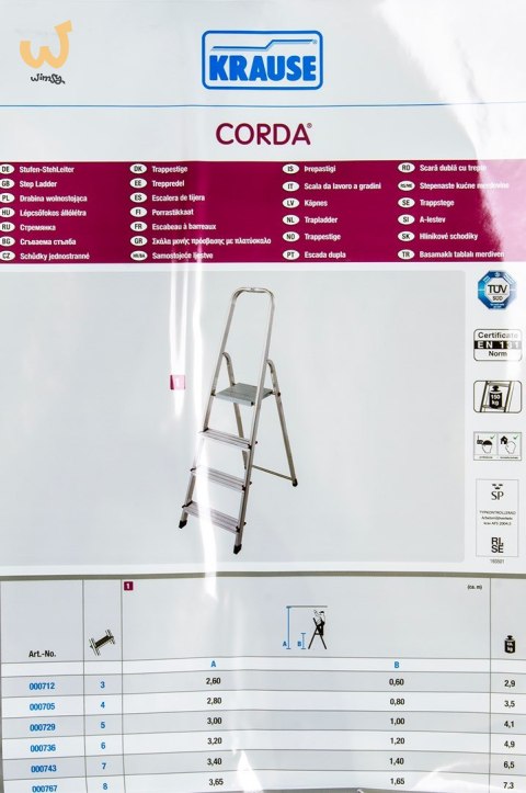 CORDA Drabina domowa aluminiowa 4 stopnie 000705 KRAUSE CORDA Drabina domowa aluminiowa 4 stopnie 000705 KRAUSE