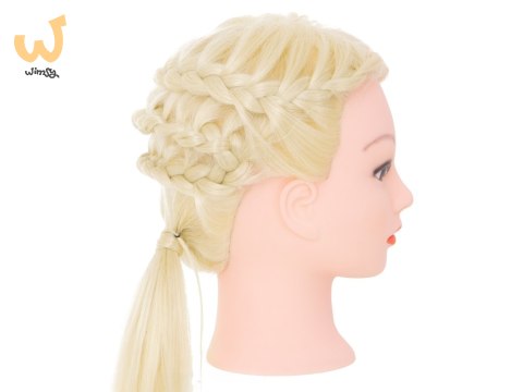 Główka głowa treningowa fryzjerska naturalne włosy blond Główka głowa treningowa fryzjerska naturalne włosy blond
